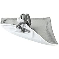 Los mejores  - Nattou Manta y doudou del Conejo Lapidou- Con porta-chupete- 48 x 48 cm- Blanco-gris
